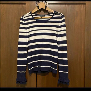 NAUTICAL WHBM lightweight sweater with ruffle sleeve Size S